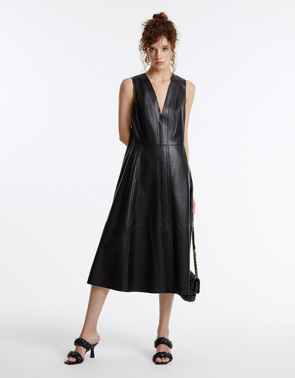 Faux Leather Midi Dress