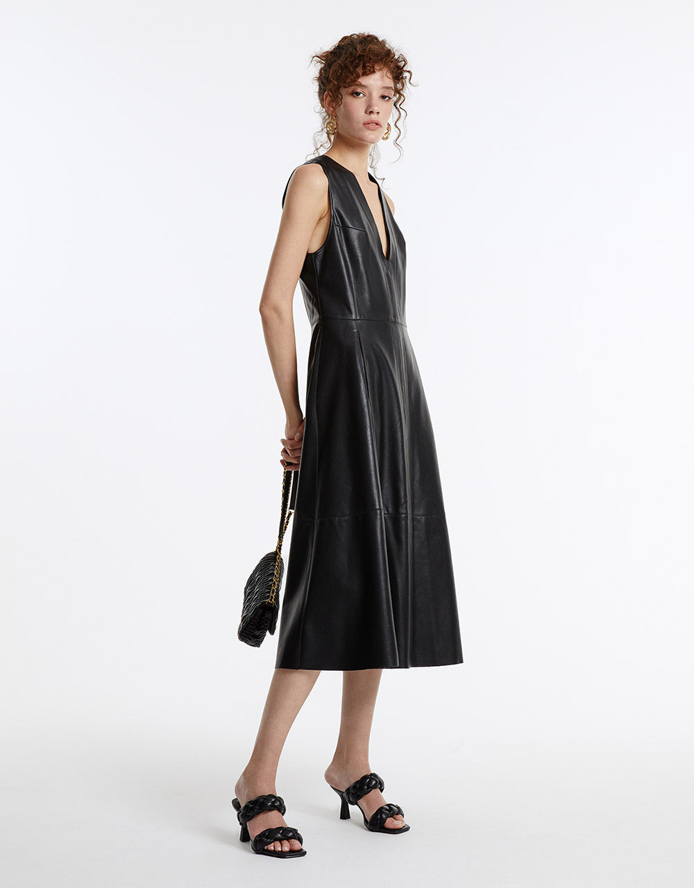 Faux Leather Midi Dress