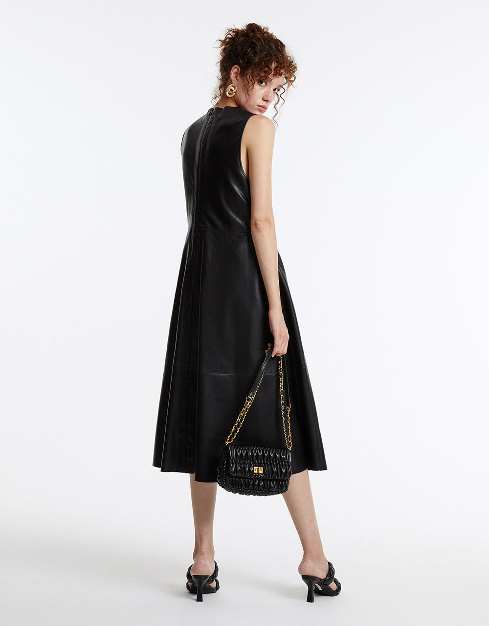 Faux Leather Midi Dress