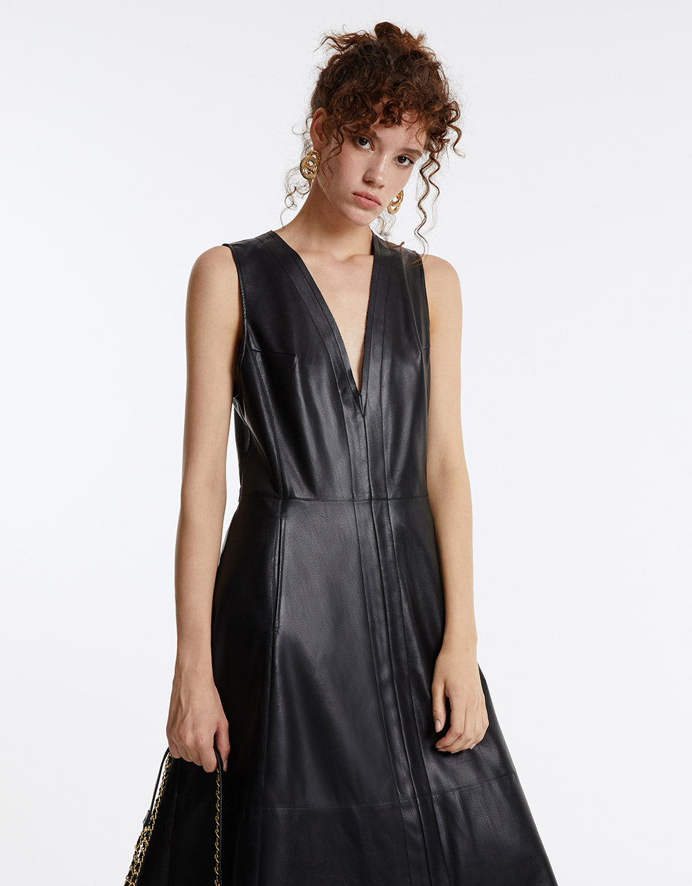 Faux Leather Midi Dress