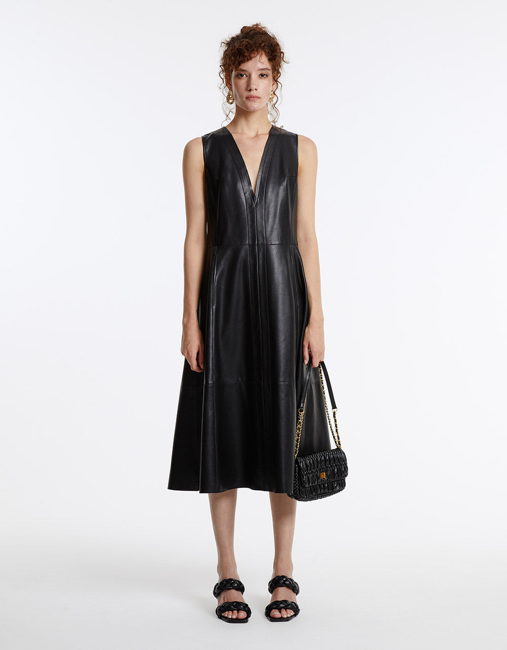 Faux Leather Midi Dress