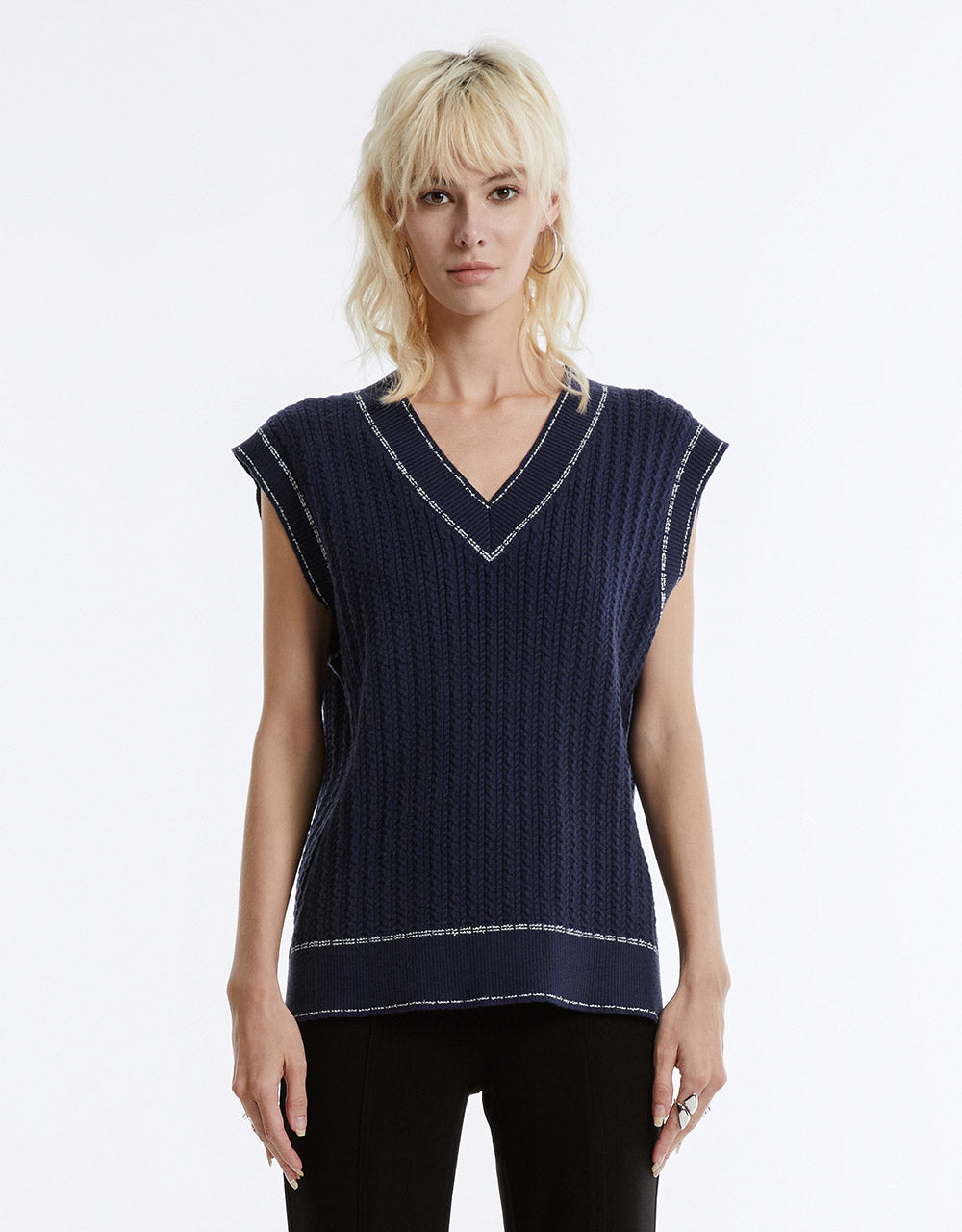 Contrast Trim Sweater Vest