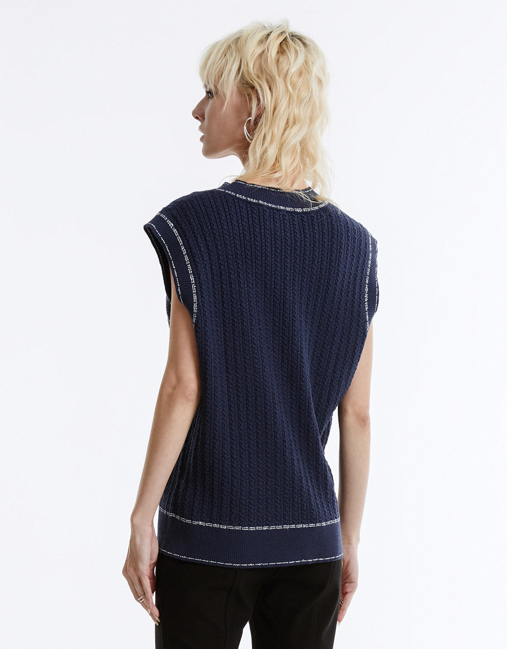 Contrast Trim Sweater Vest