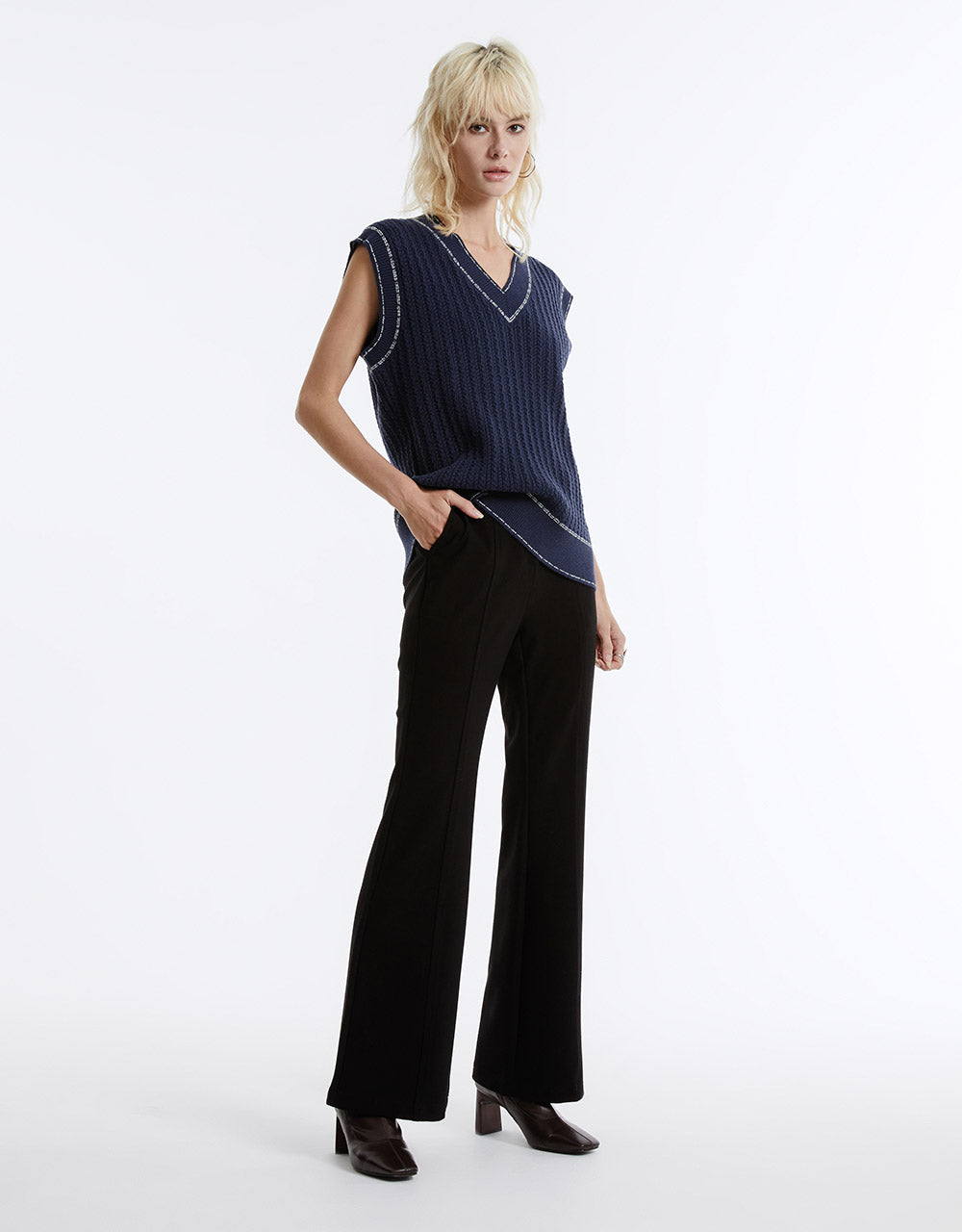 Contrast Trim Sweater Vest