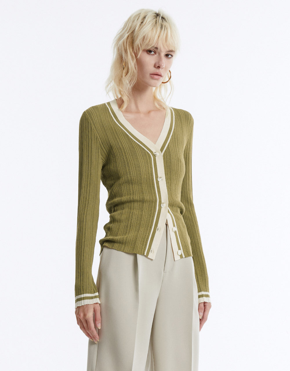 Contrast Trim Cardigan
