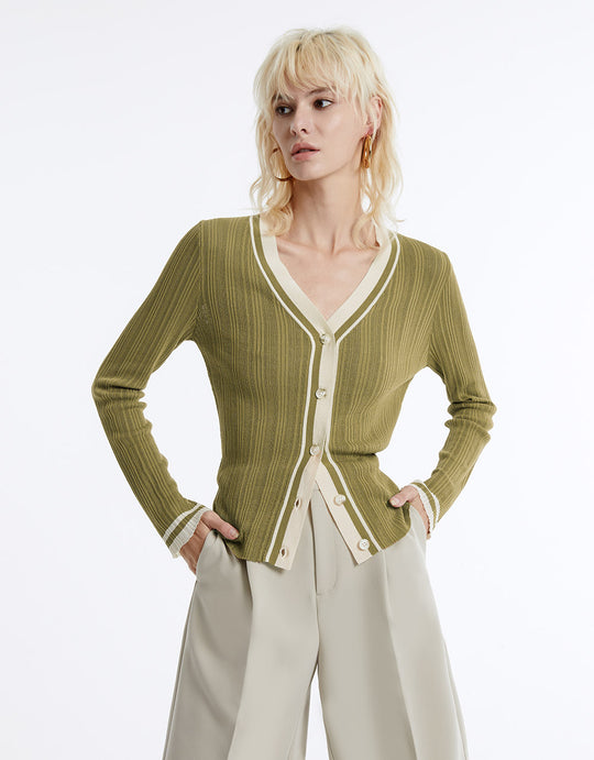 Contrast Trim Cardigan