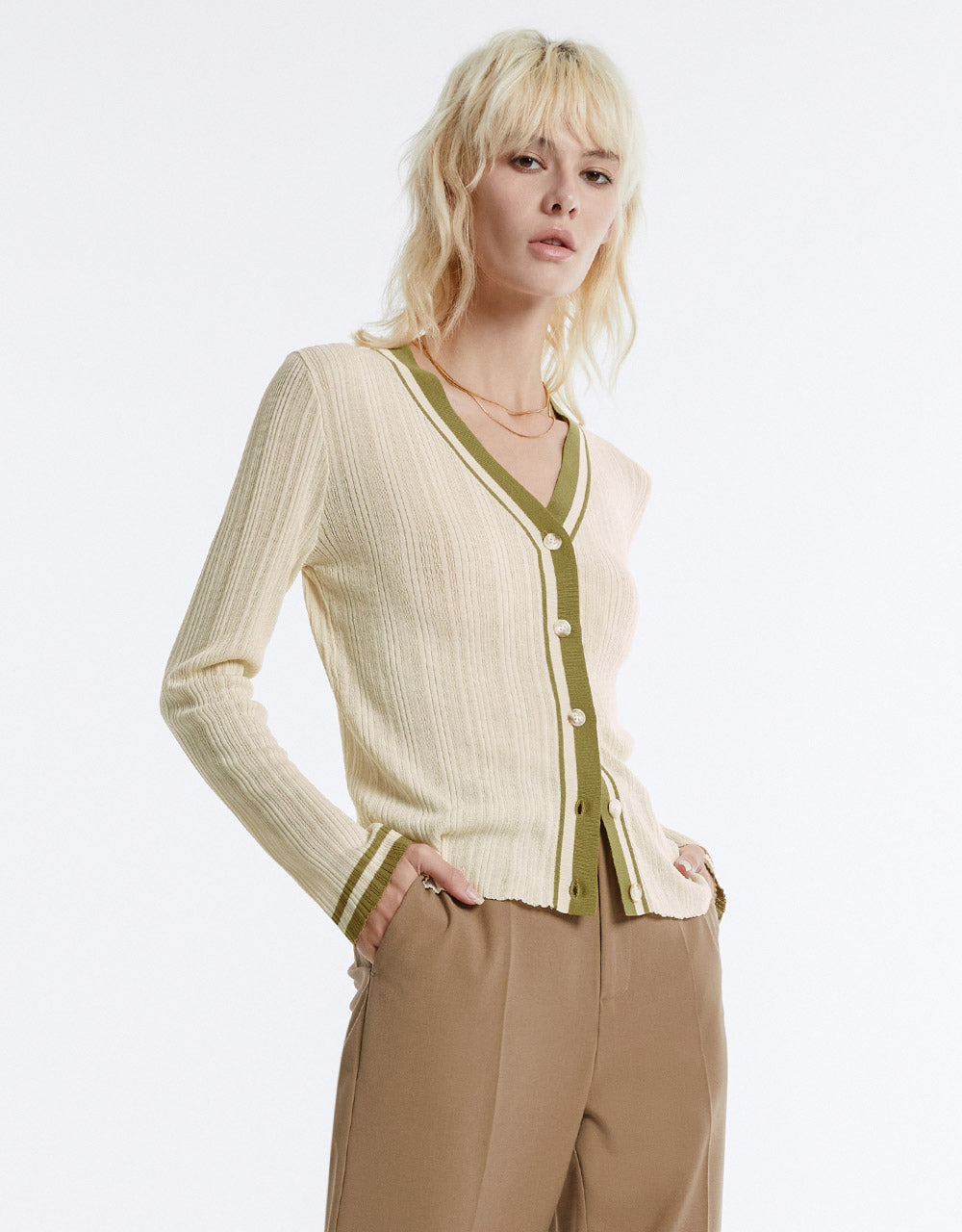 Contrast Trim Cardigan