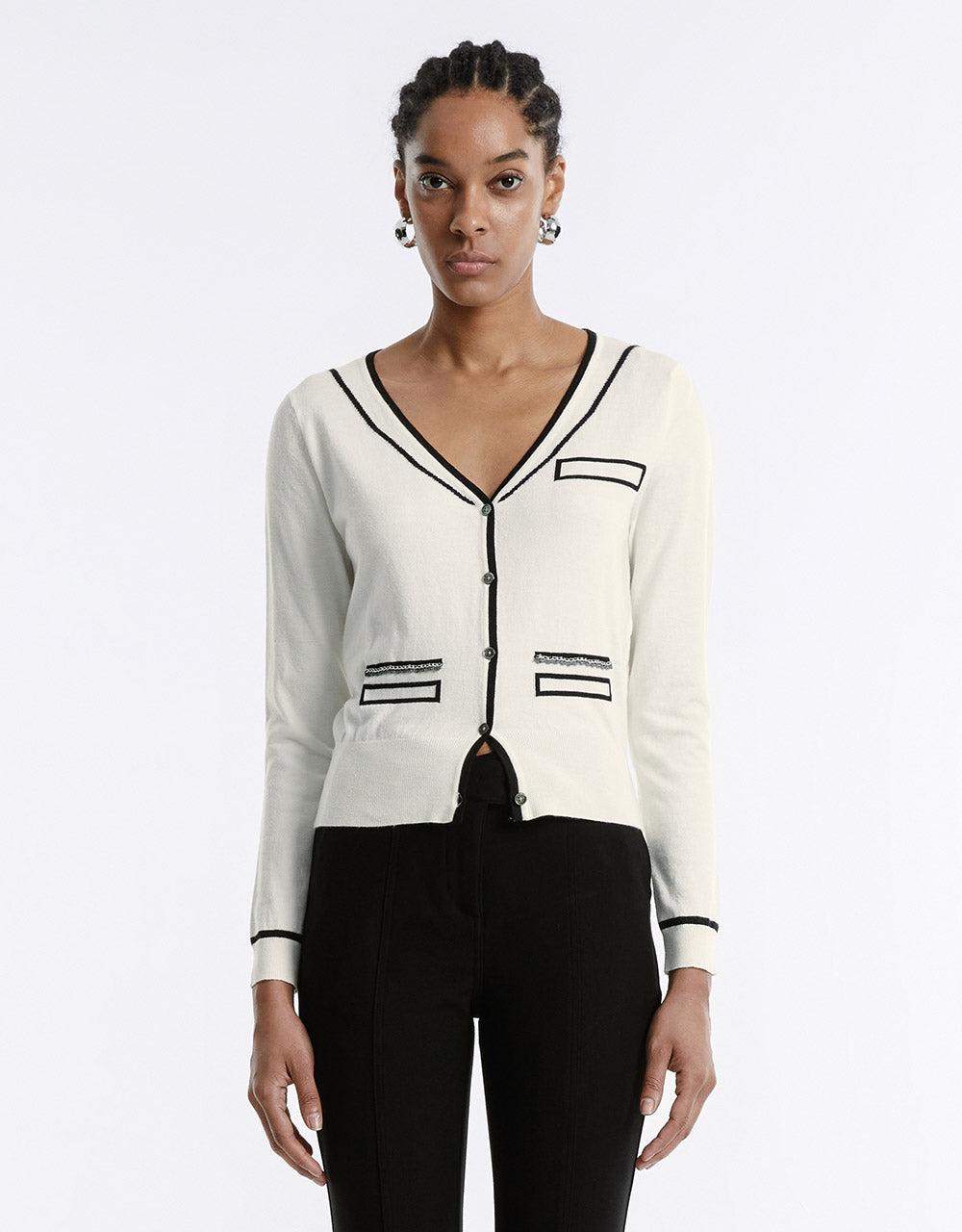 Contrast Trim Cardigan