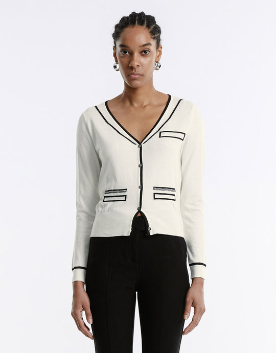 Contrast Trim Cardigan