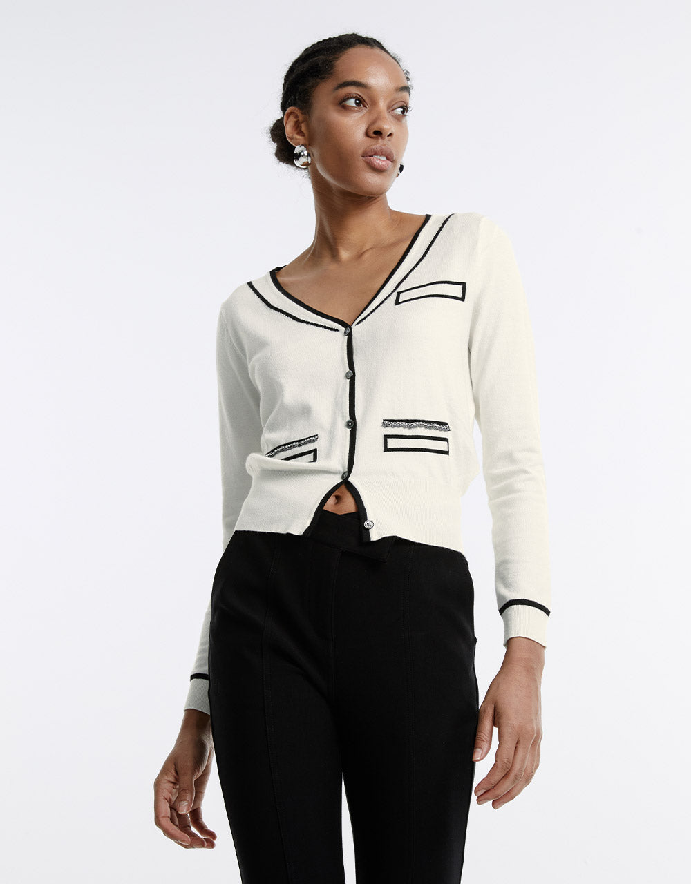 Contrast Trim Cardigan