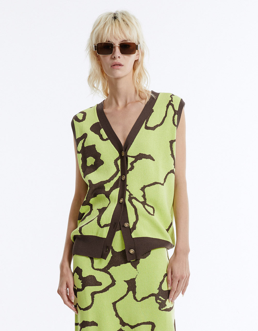 Marble Print Knitted Vest