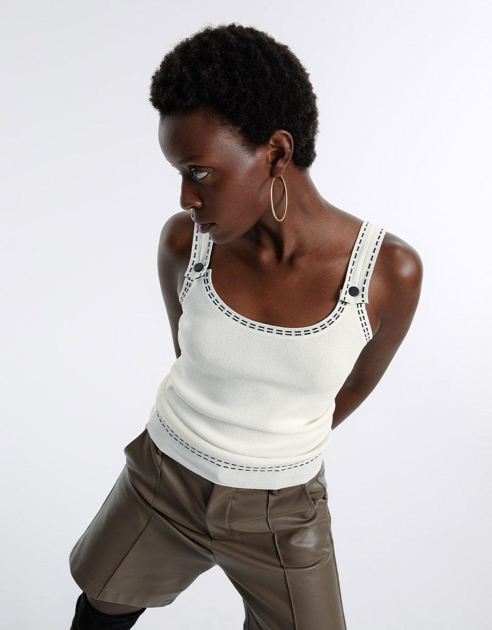 Contrast Trim Knitted Camisole Top