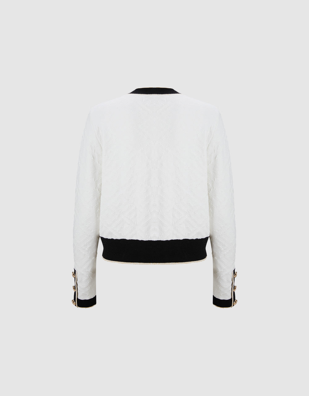 Contrast Trim Textured Cardigan