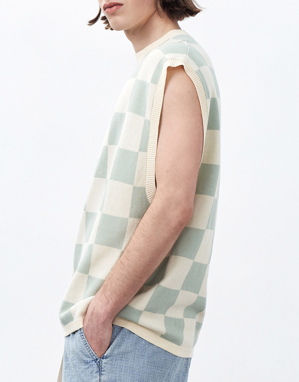Checkered Knitted Vest