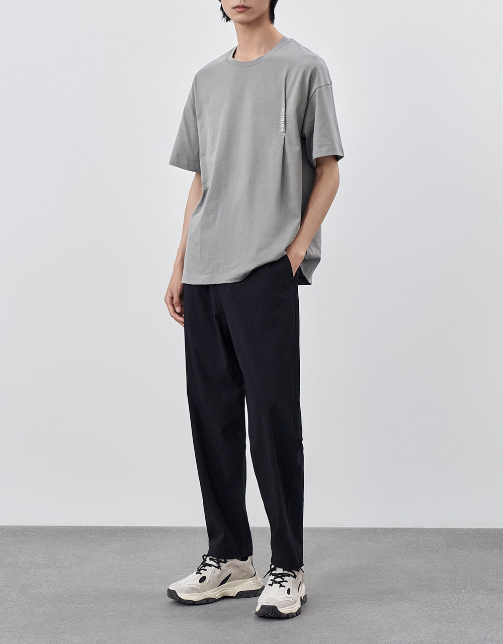 Elastic Waist Straight Pants
