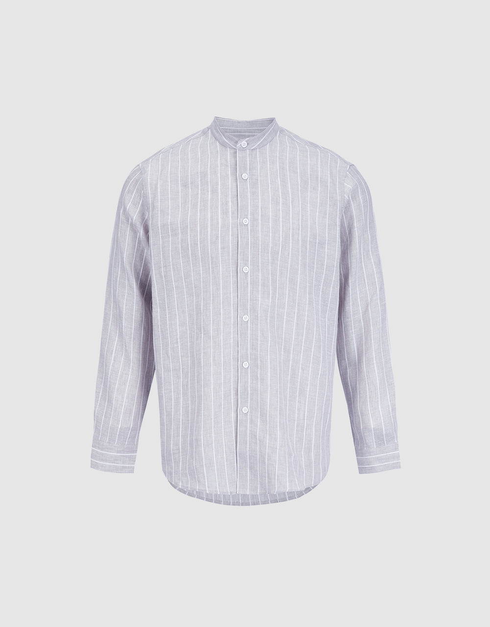 Band Collar Striped Shirt