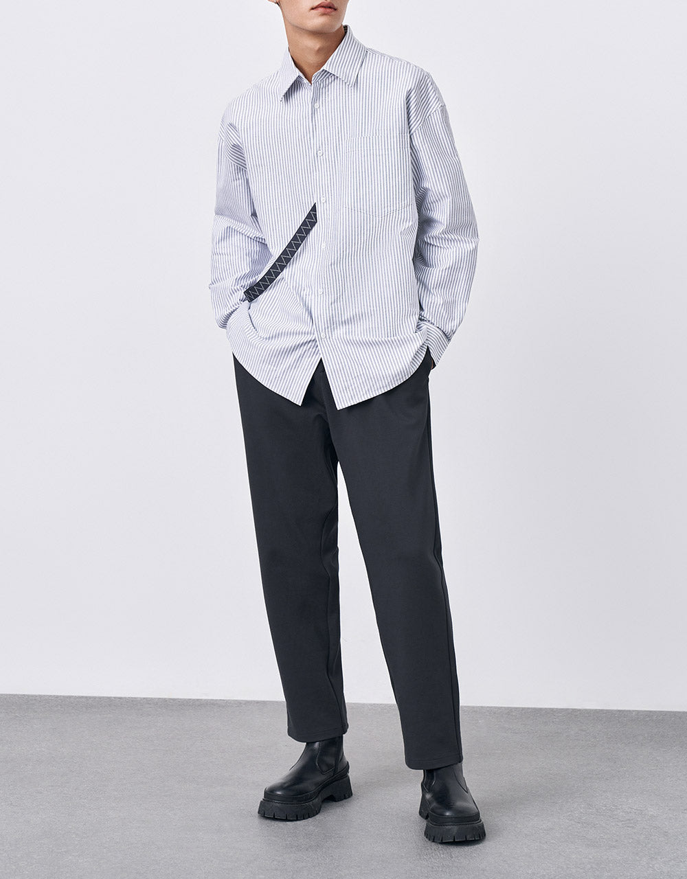 Elastic Waist Straight Pants