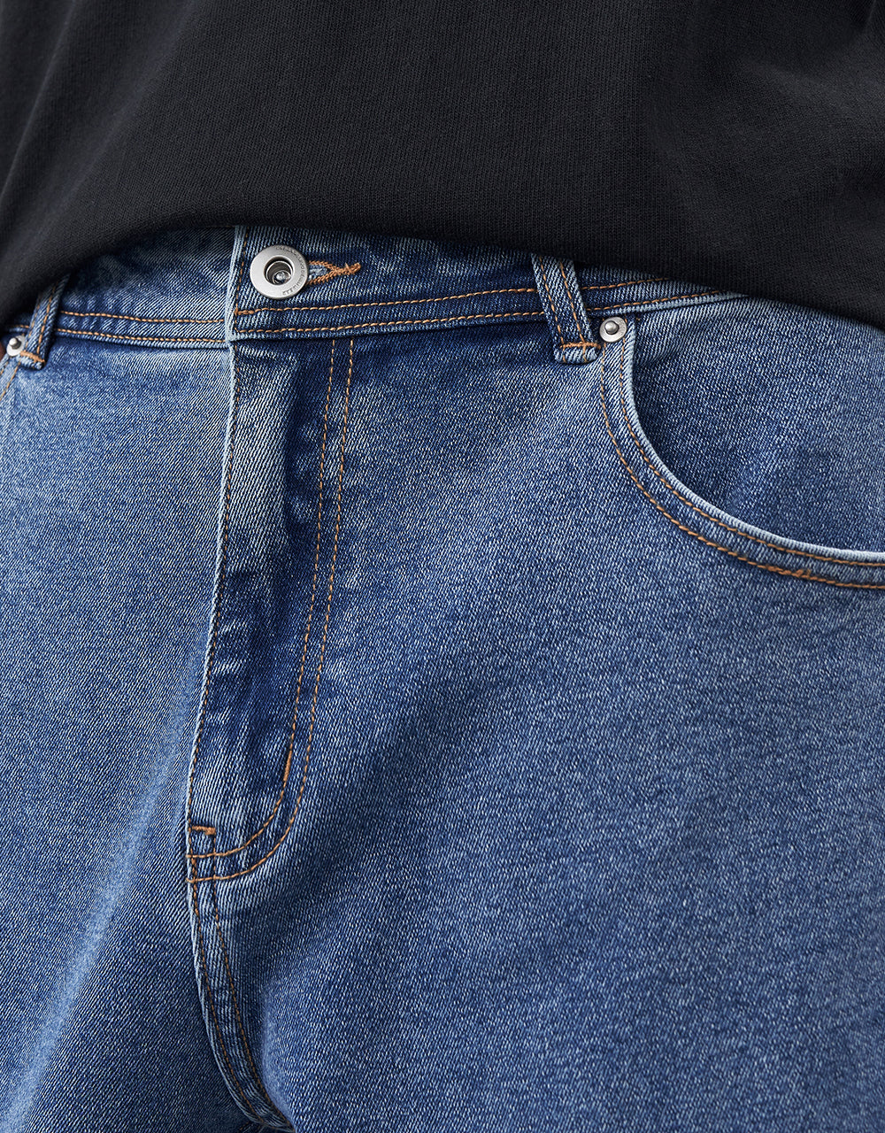 Mid Waist Straight Jeans