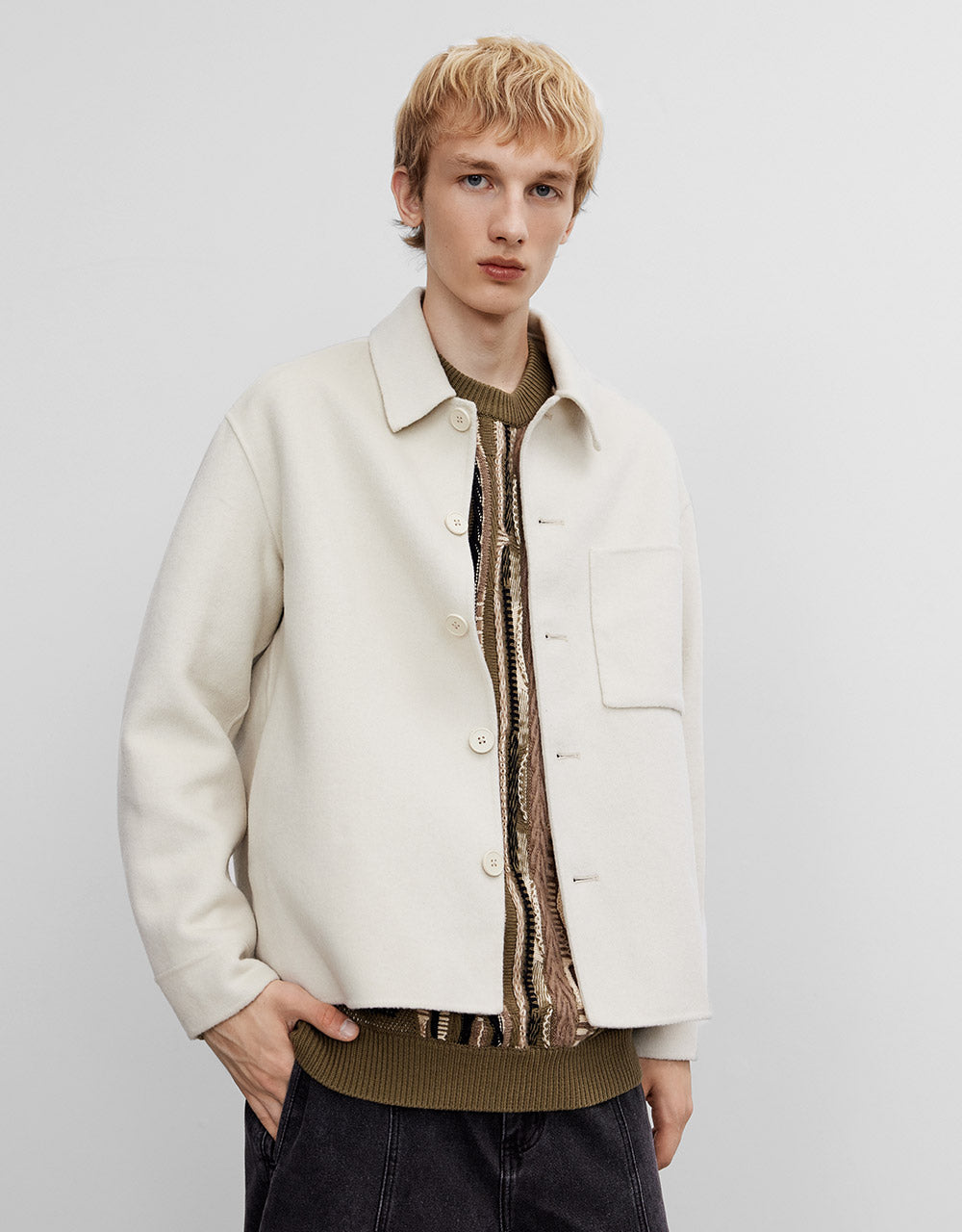 Patch Pocket Woolen Jacket