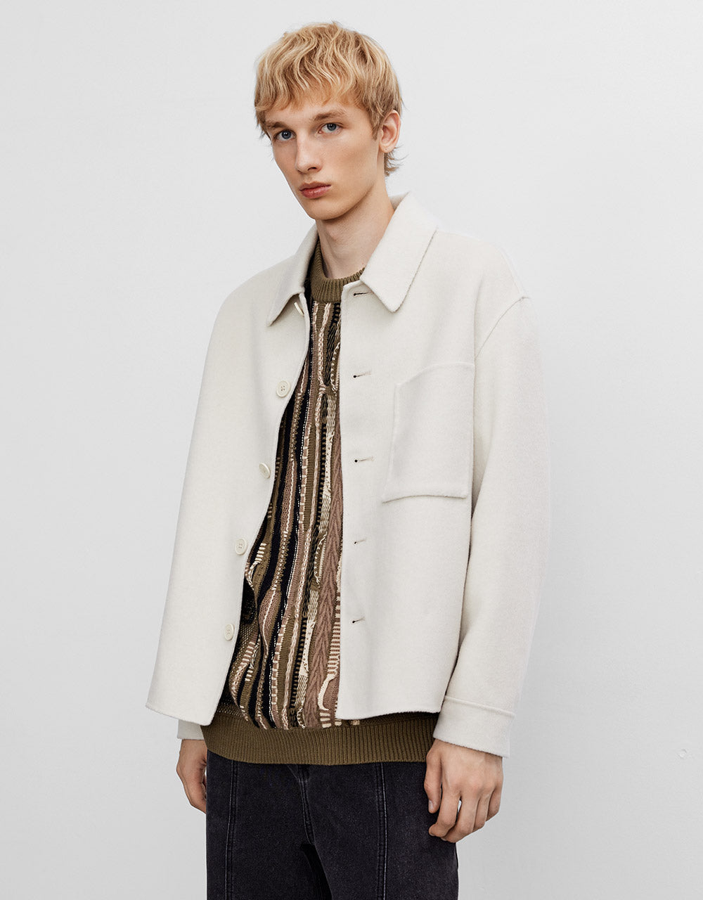 Patch Pocket Woolen Jacket