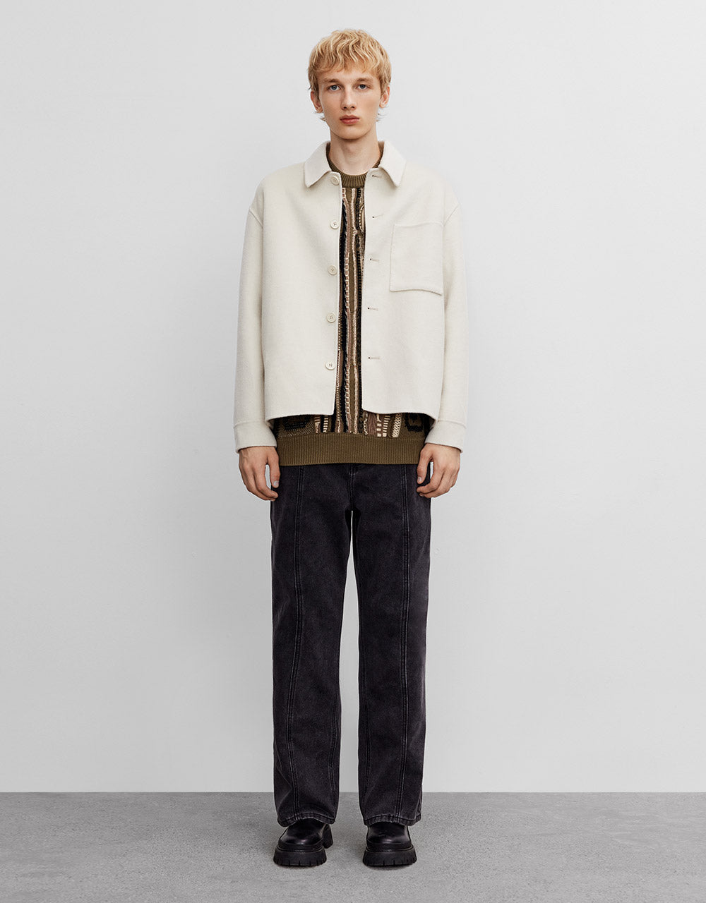 Patch Pocket Woolen Jacket