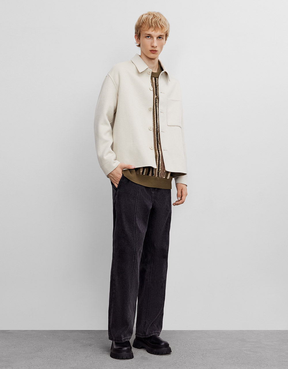 Patch Pocket Woolen Jacket