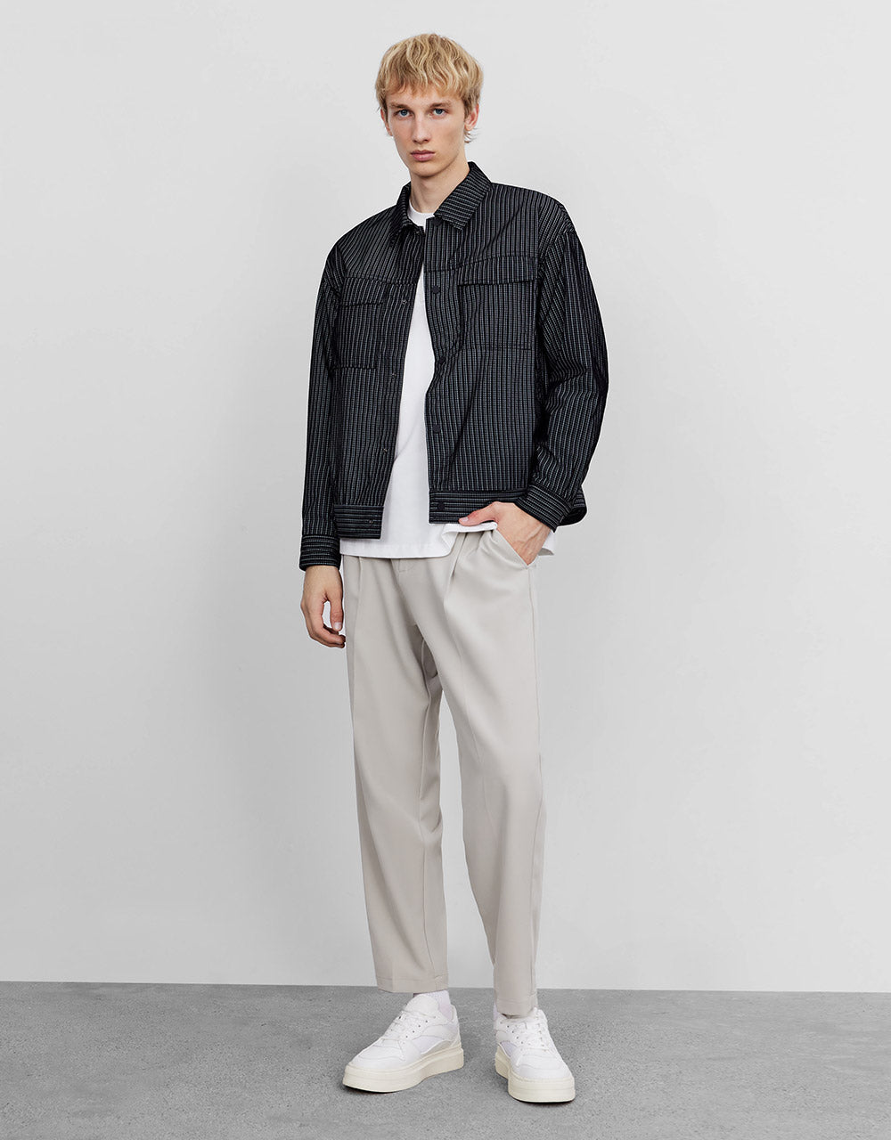 Pleated Straight Pants