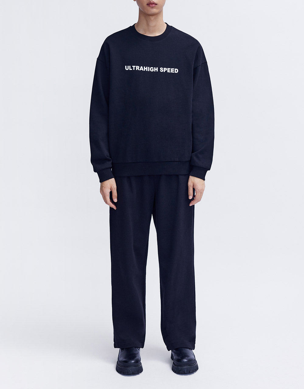 Elastic Waist Straight Pants