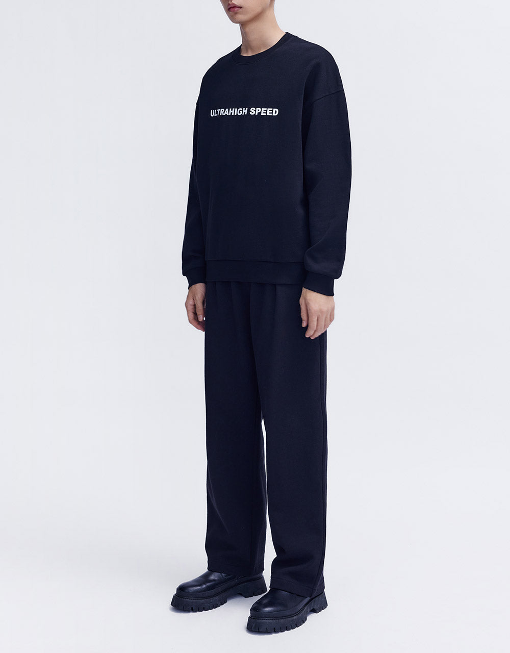 Elastic Waist Straight Pants