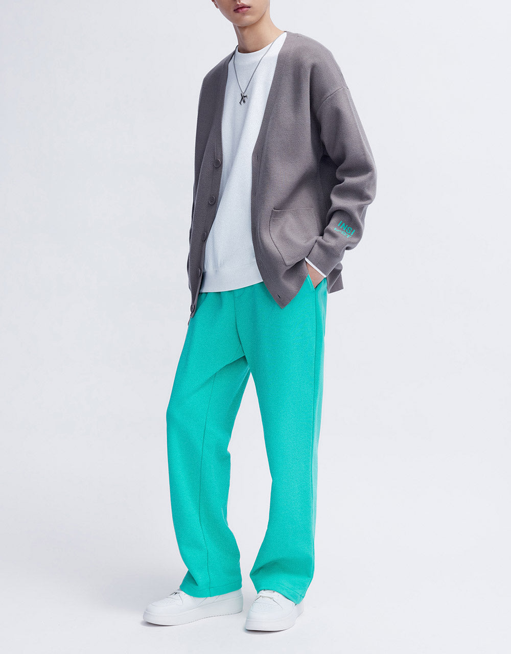 Elastic Waist Straight Pants