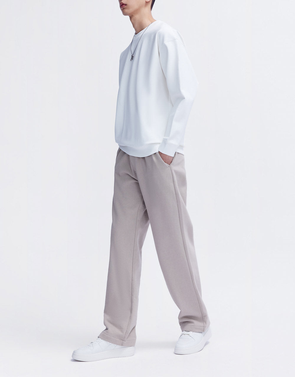 Elastic Waist Straight Pants