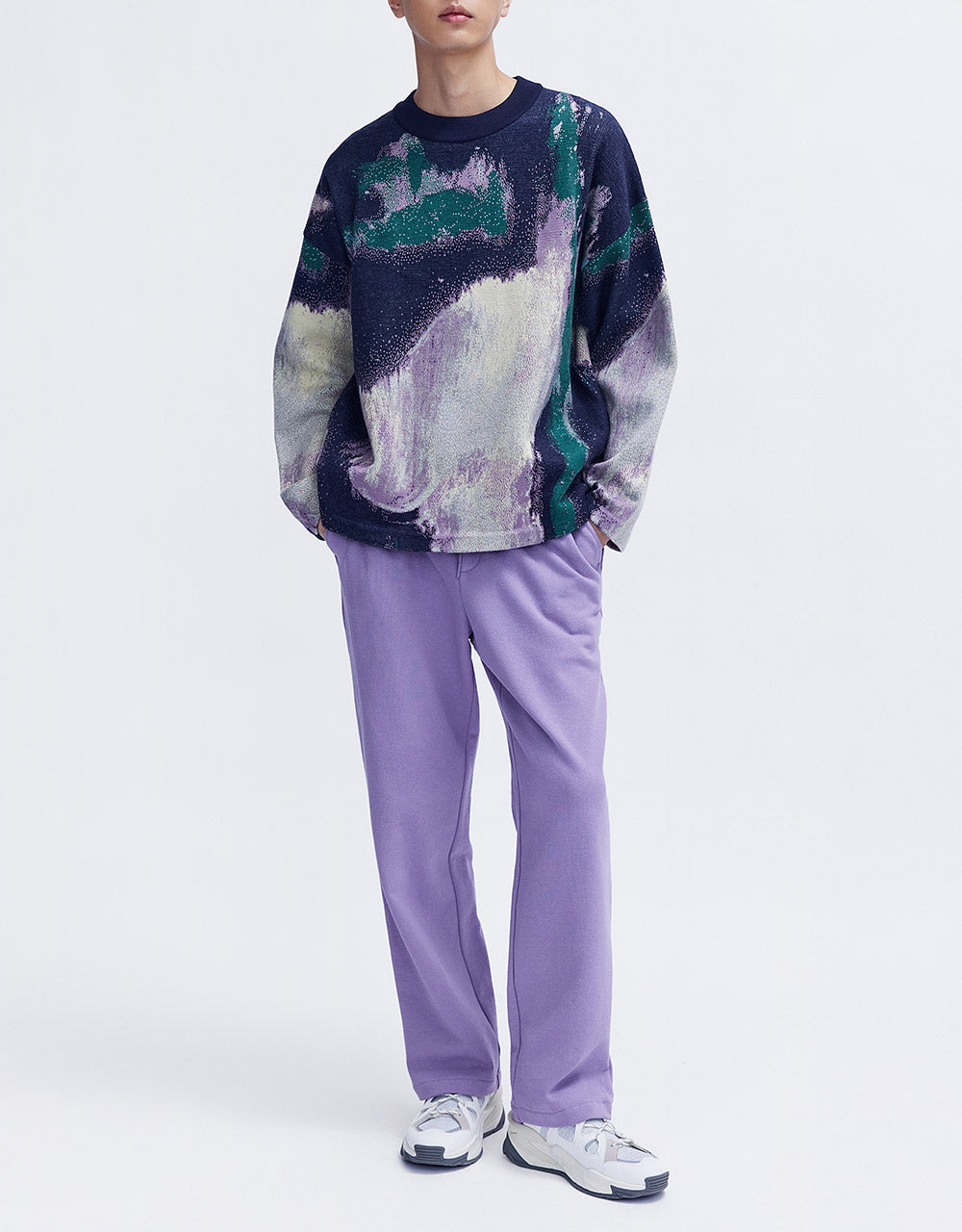 Elastic Waist Straight Pants