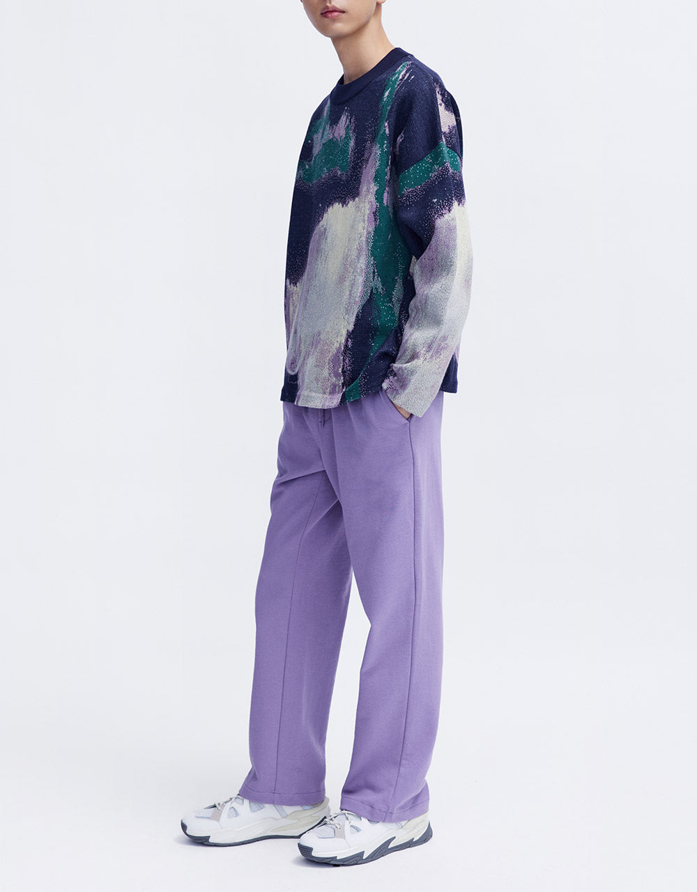Elastic Waist Straight Pants
