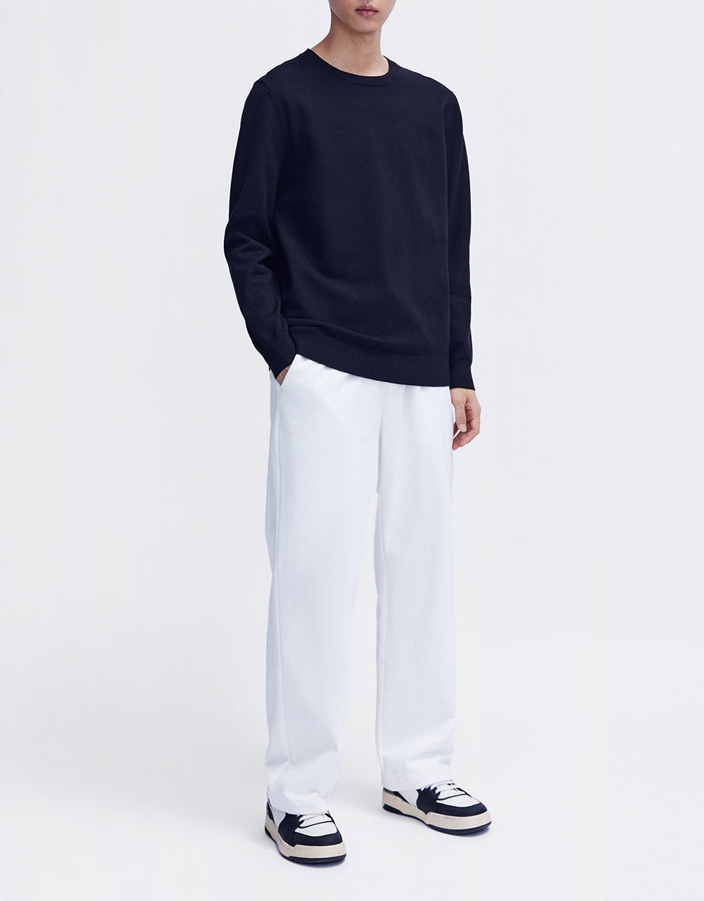Elastic Waist Straight Pants