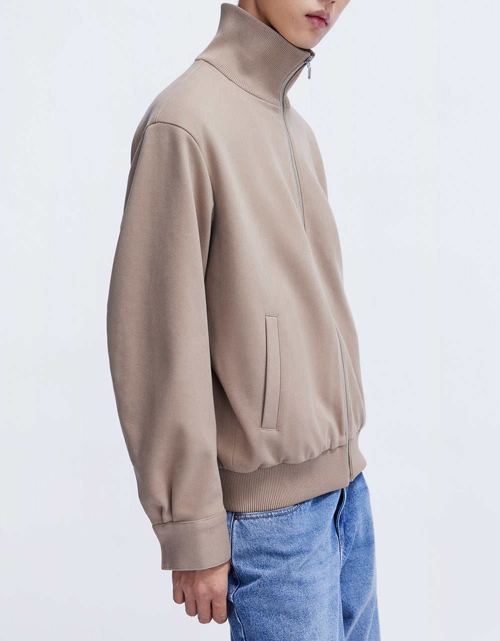 Contrast Hem Zip Up Jacket