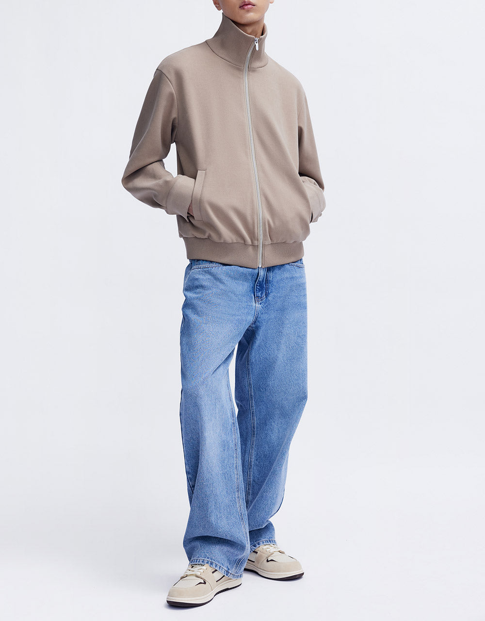 Contrast Hem Zip Up Jacket