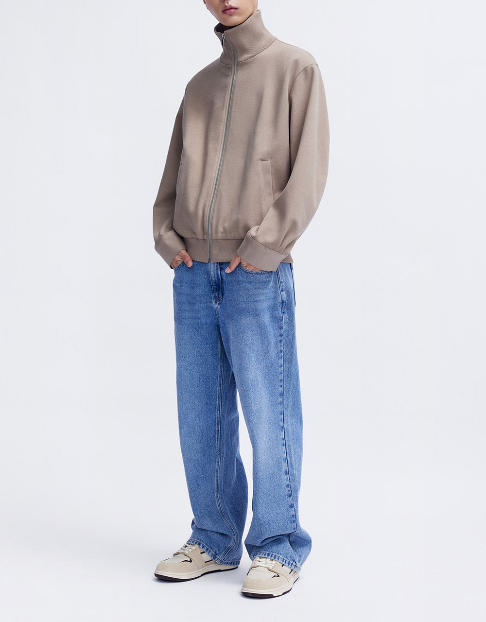 Contrast Hem Zip Up Jacket