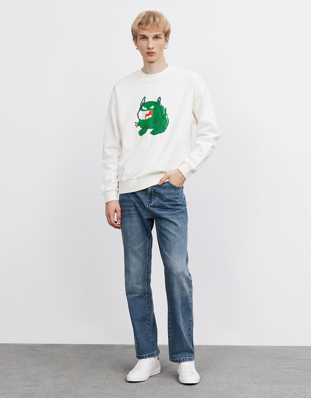 Mid Waist Straight Jeans