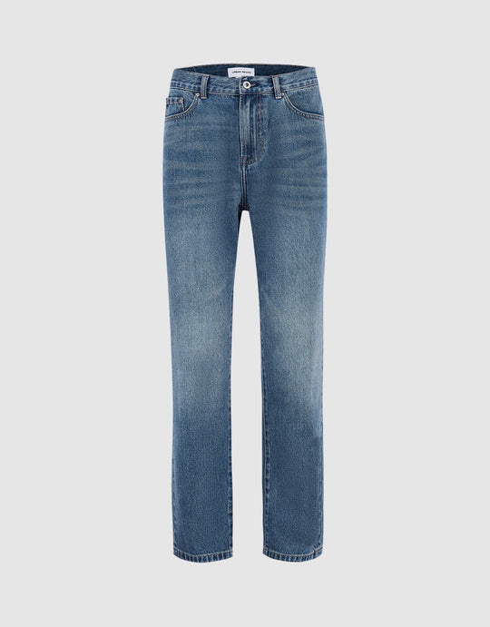 Mid Waist Straight Jeans