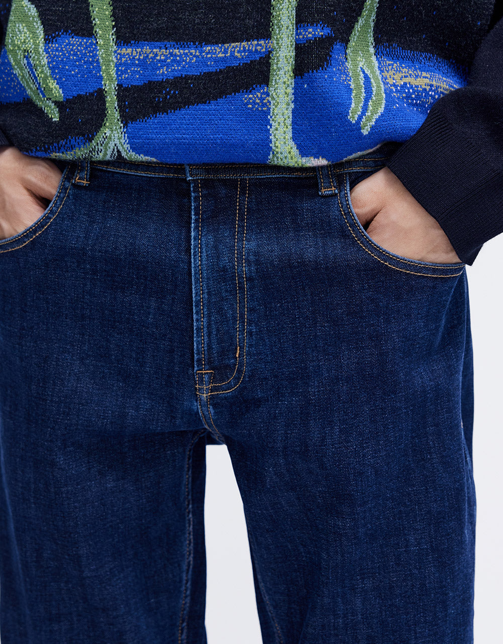 Mid Waist Straight Jeans