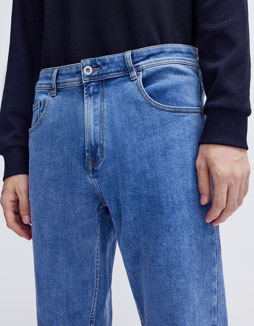Mid Waist Straight Jeans