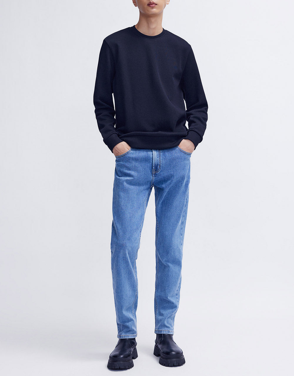 Mid Waist Straight Jeans