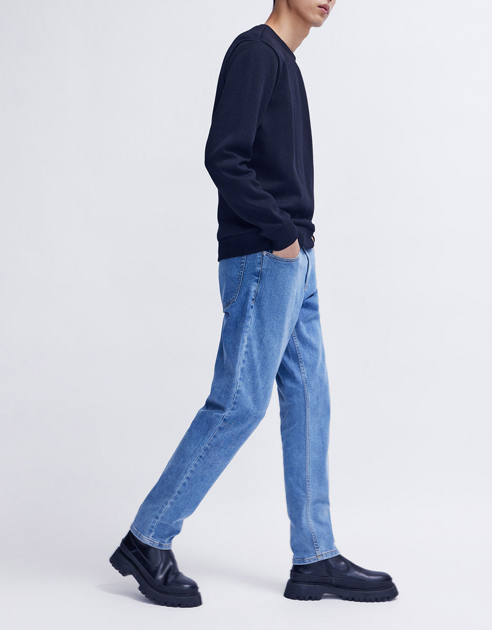 Mid Waist Straight Jeans
