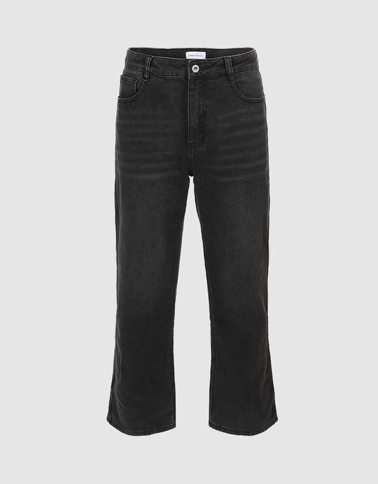 Contrast Stitch Straight Jeans