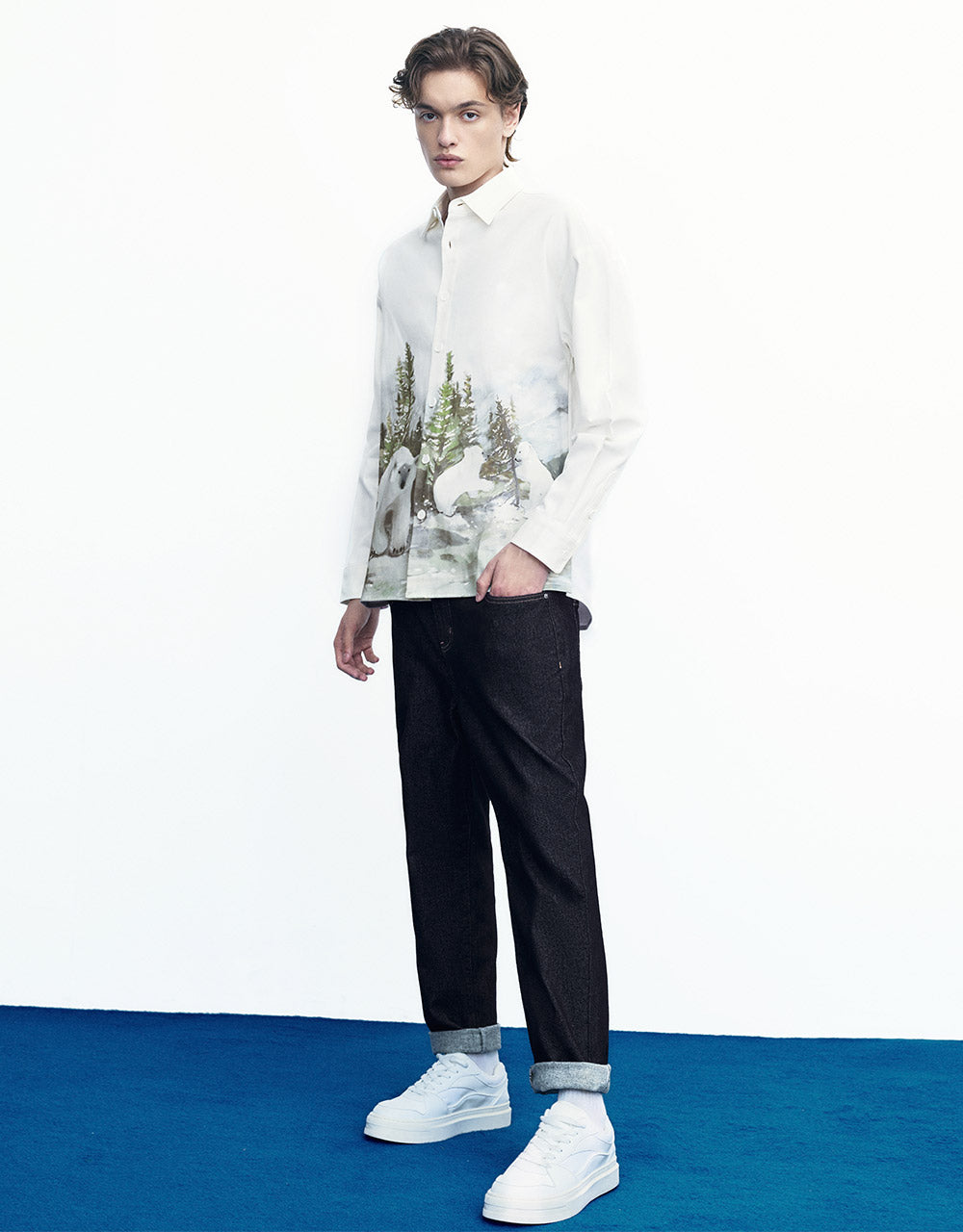 Contrast Stitch Straight Jeans
