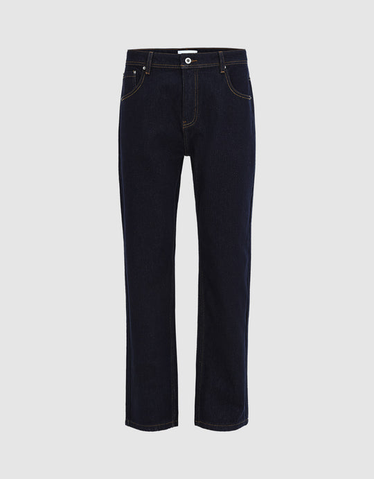 Contrast Stitch Straight Jeans