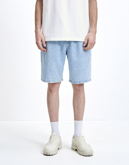 Elastic Waist Denim Shorts