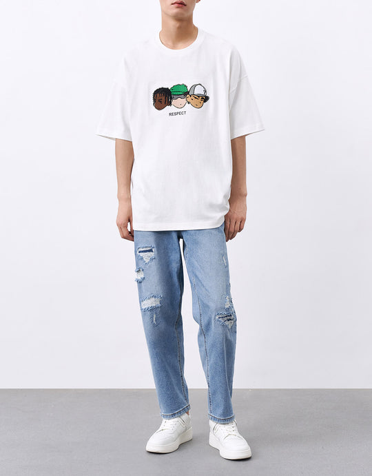 Ripped Straight Jeans