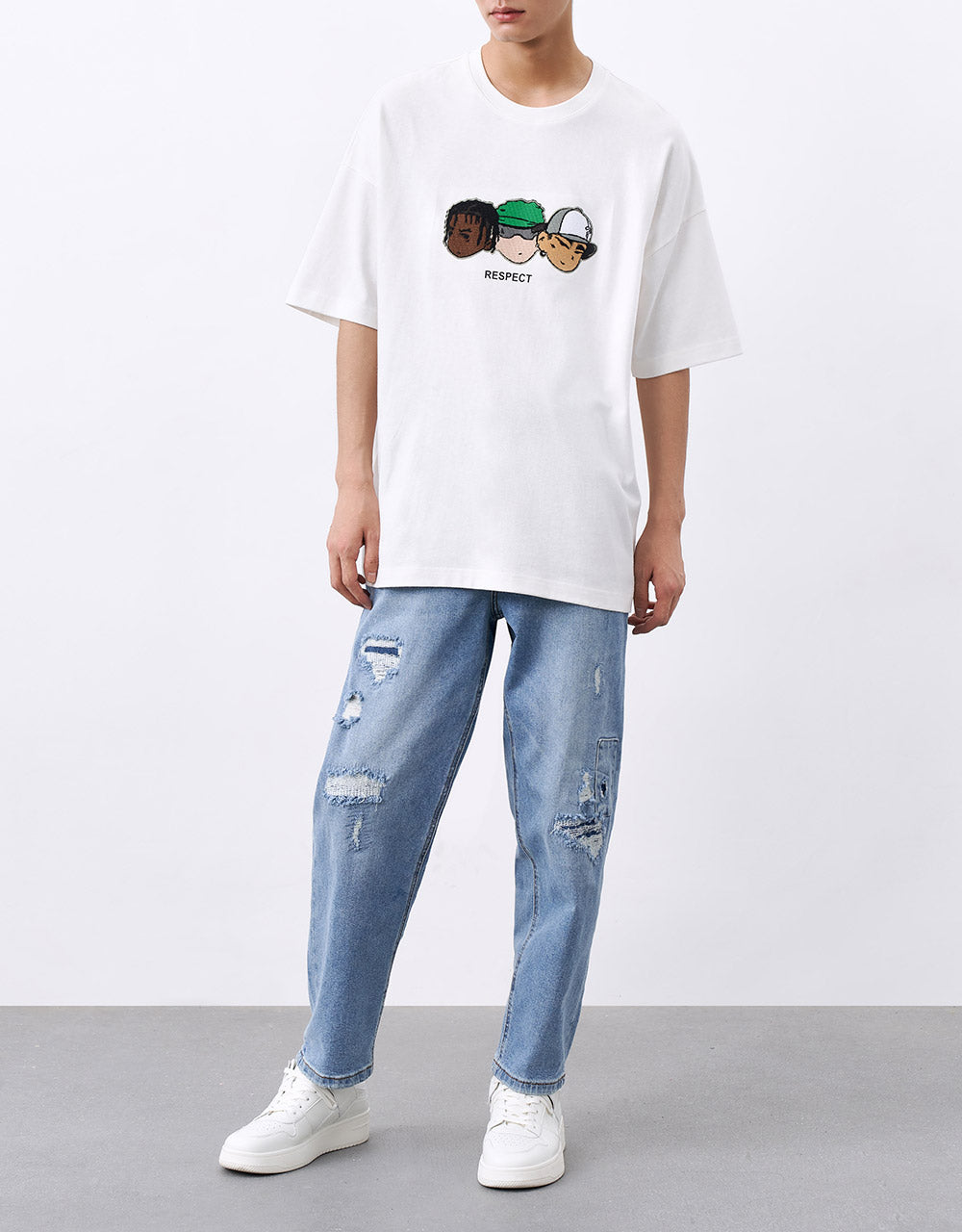 Ripped Straight Jeans