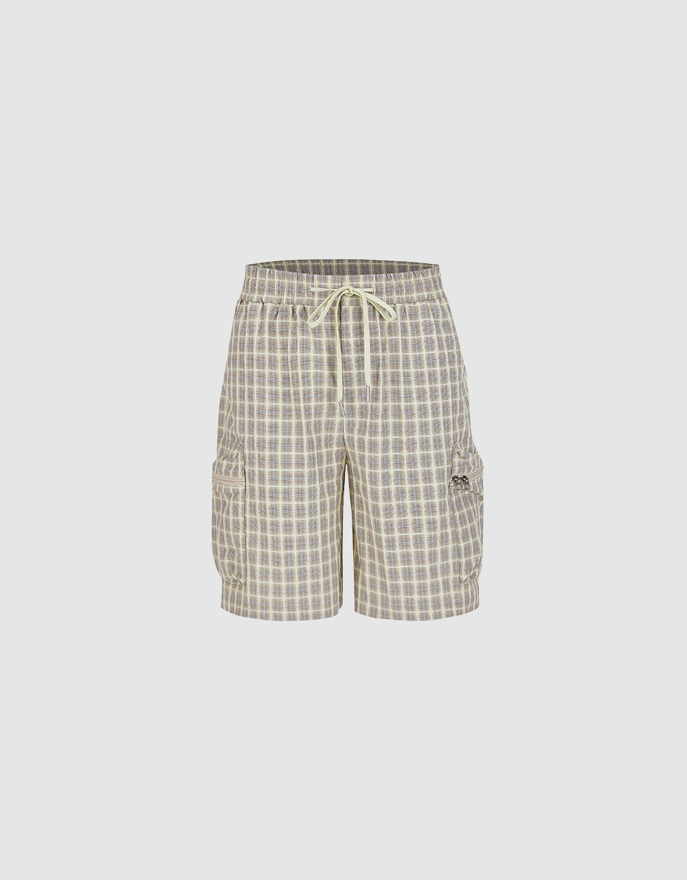 Elastic Waist Plaid Shorts